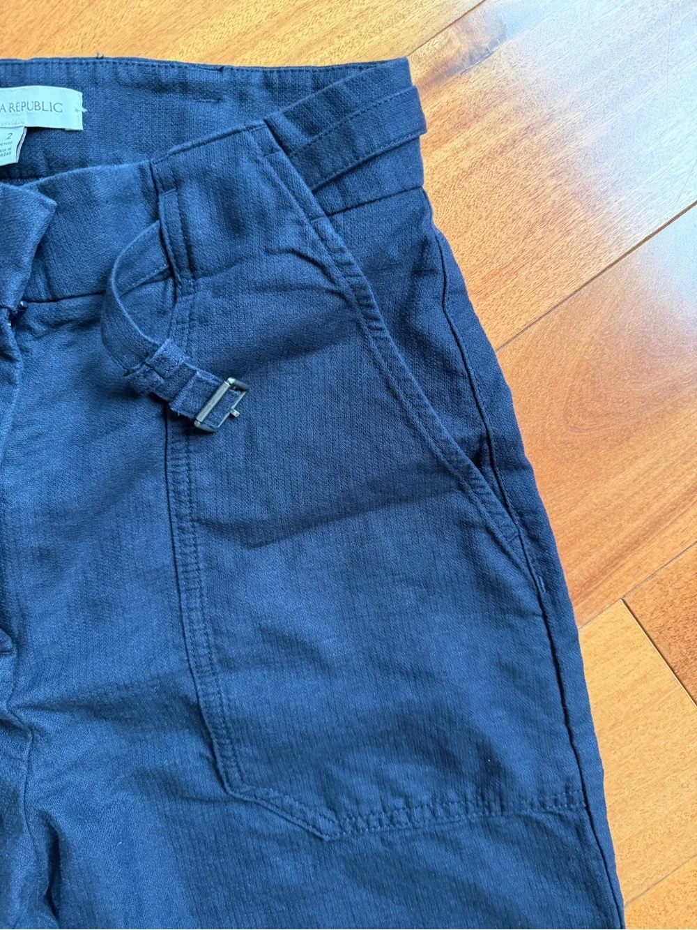 Banana Republic High-Rise Wide Leg Navy Linen Pants